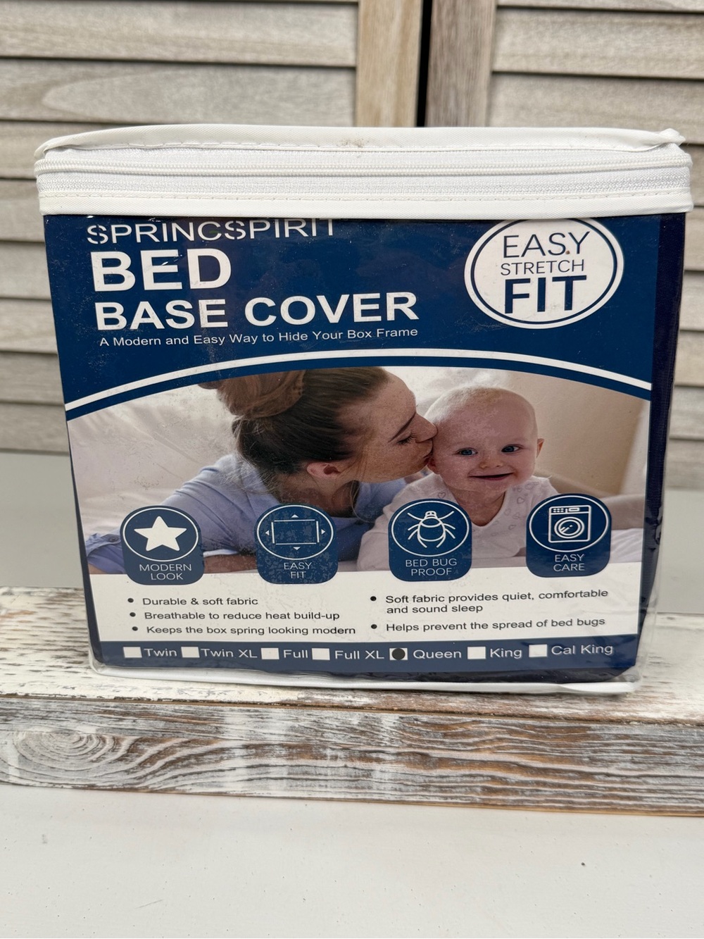 SPRING SPIRIT Bed Base/Boxspring Cover Navy Blue-Queen